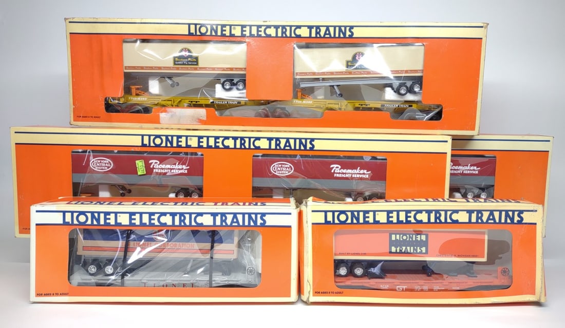 5 Lionel Flatcar Trains w/ Truck Trailers in Boxes (1 of 5)