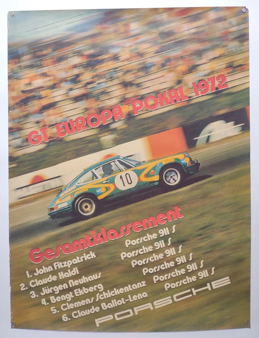 1972 Porsche GT Europa Pokal Racing Poster 30"x40" (1 of 9)