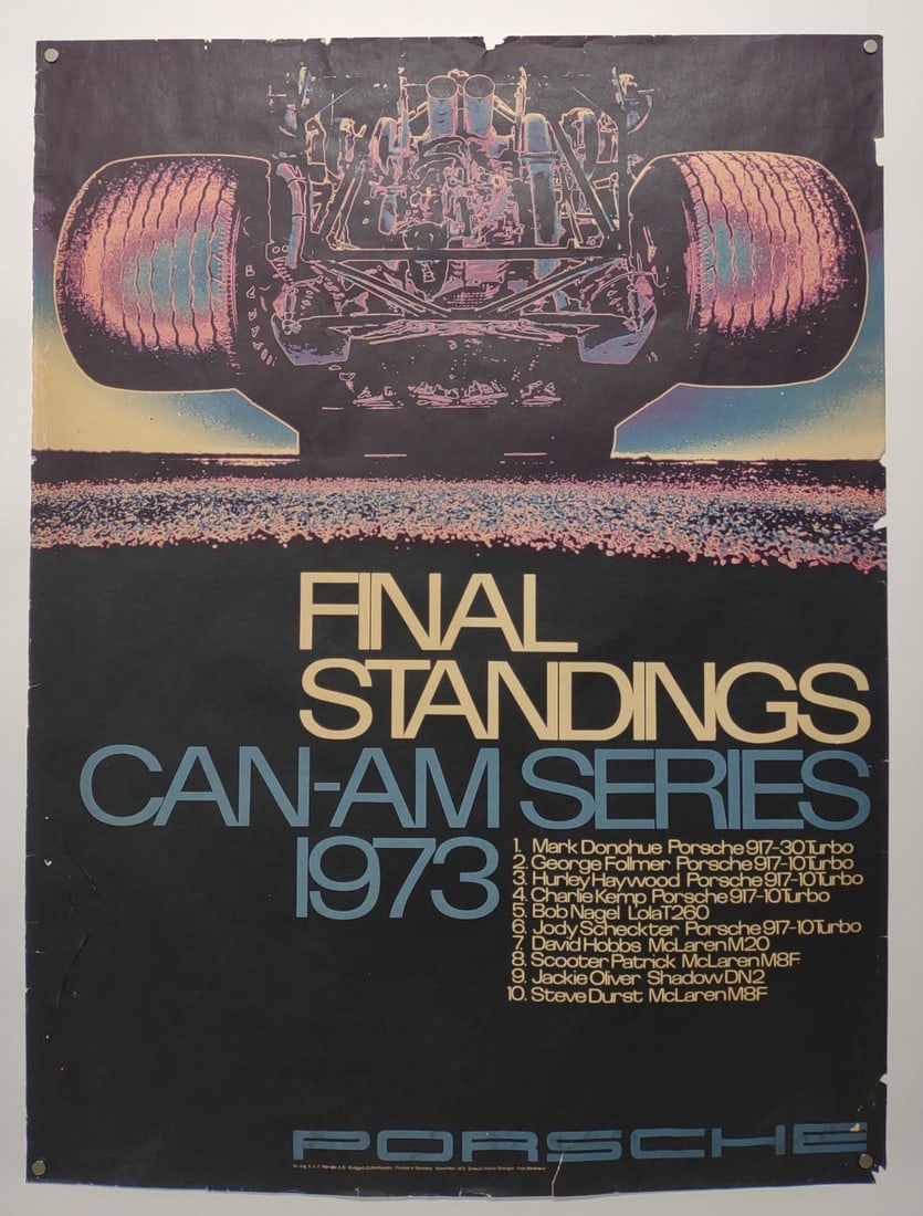 1973 Porsche Final Standings Can-Am Racing Poster (1 of 8)