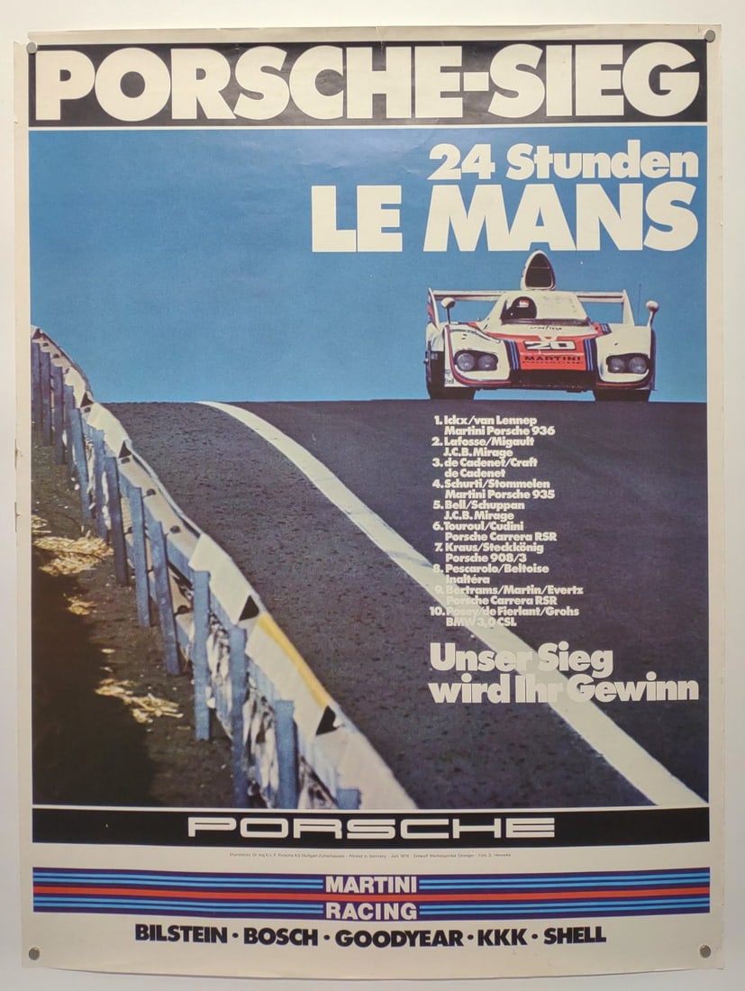 1976 Porsche Le Mans 24 Hr Racing Poster 30"x40" (1 of 11)
