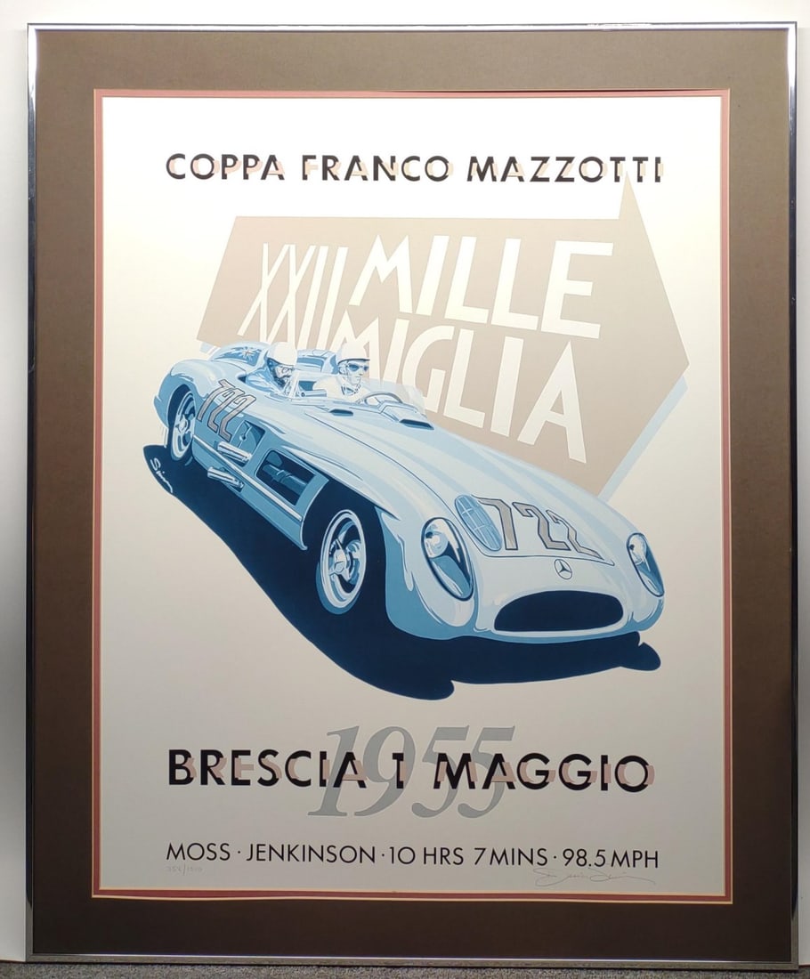 Dennis Simon Signed 1955 Mille Miglia Race Poster (1 of 7)