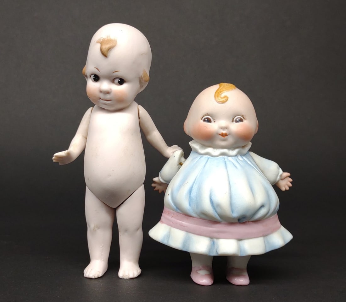 2 Antique German Bisque Dolls (Happifat) (1 of 9)