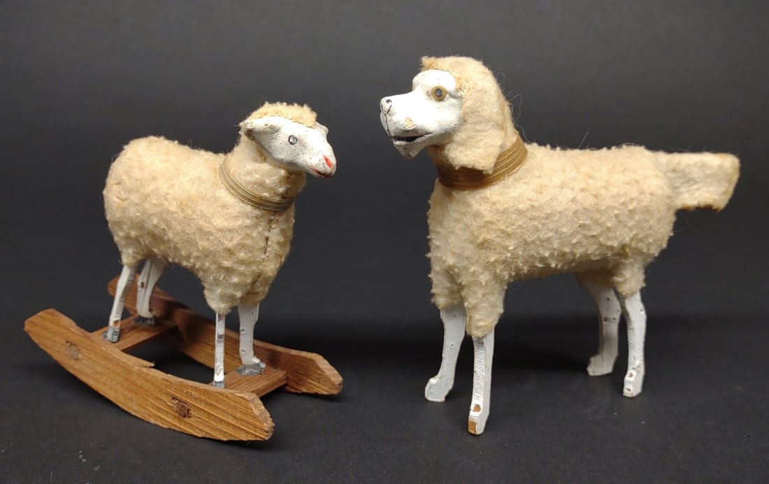 2 Antique German Putz Sheep (1 of 7)