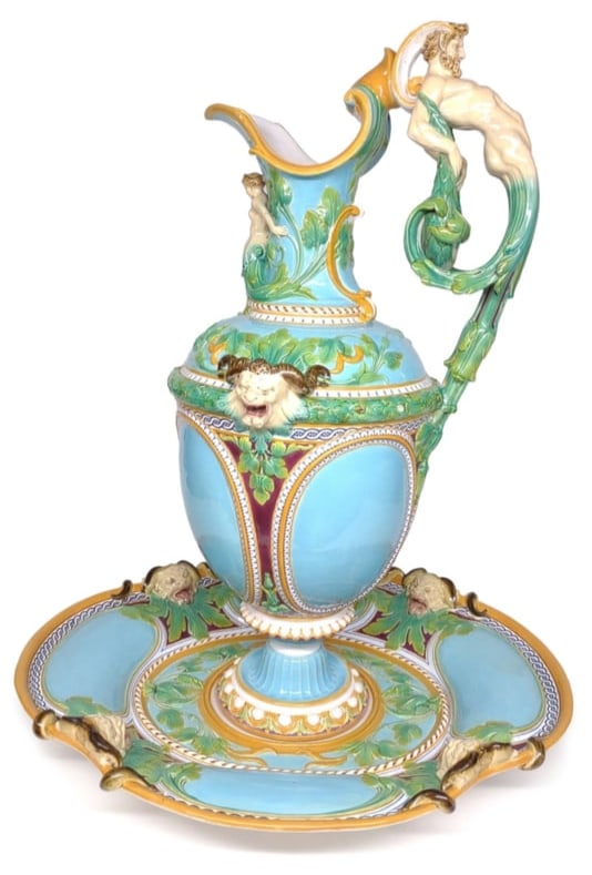 Large Minton Majolica Ewer & Stand (29" Tall) (1 of 20)