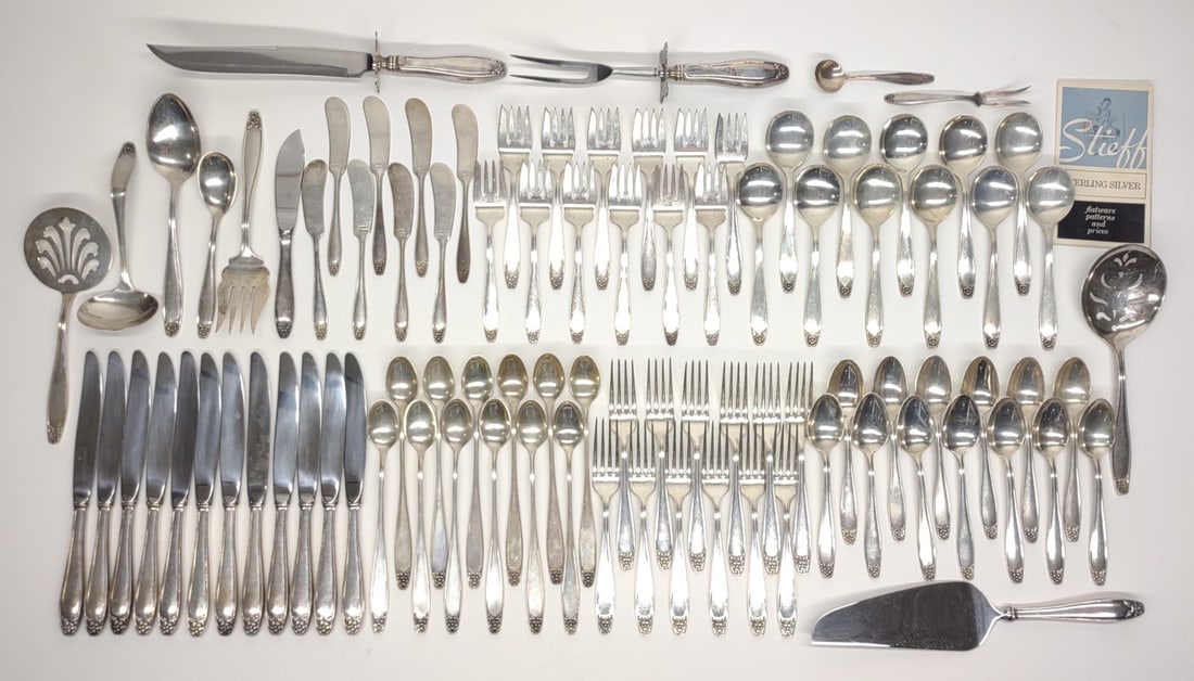 92 Pc Stieff Sterling Silver Puritan Set for 12 (1 of 12)