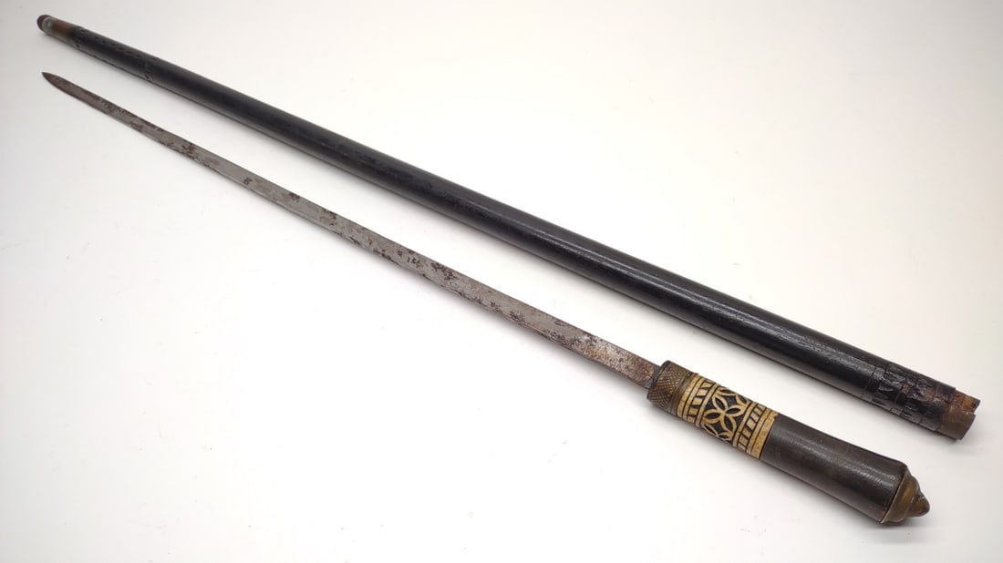 Antique Gadget Sword Cane / Walking Stick (35.5") (1 of 8)