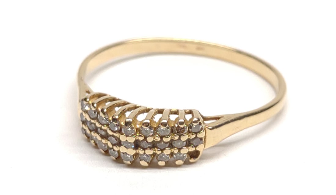 14K Gold Diamond Cocktail Pyramid Ring (sz 9) (1 of 6)