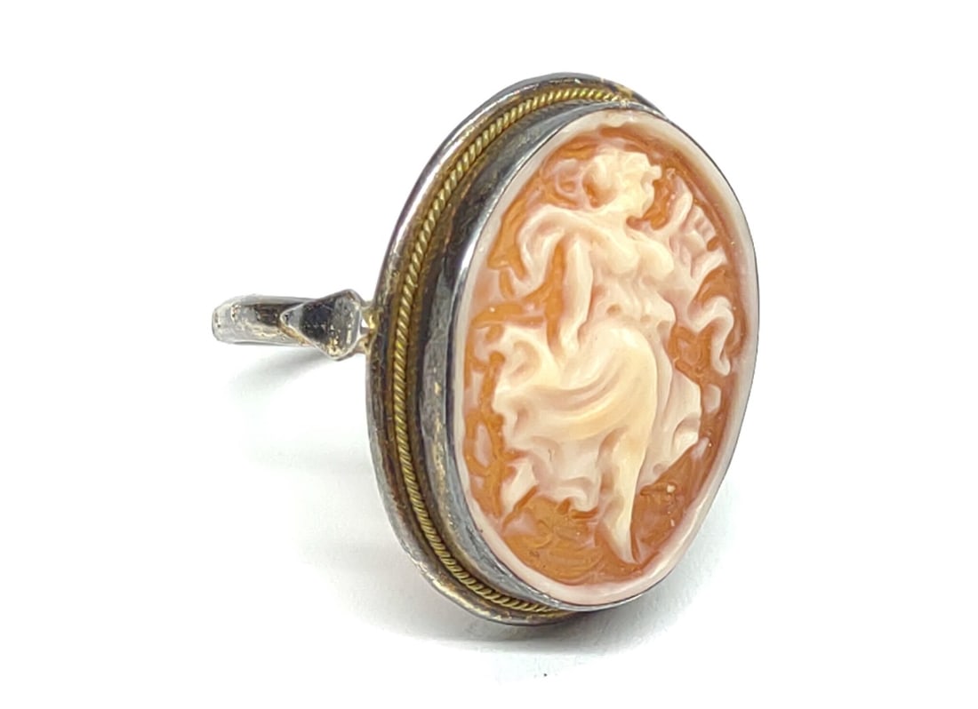 Vintage Sterling Silver Carved Cameo Ring (sz 6) (1 of 6)