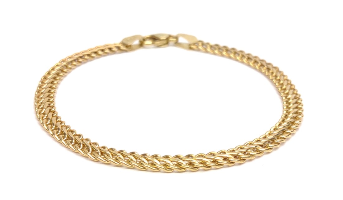 14K Yellow Gold Double Curb Link Bracelet 6.75"L (1 of 7)