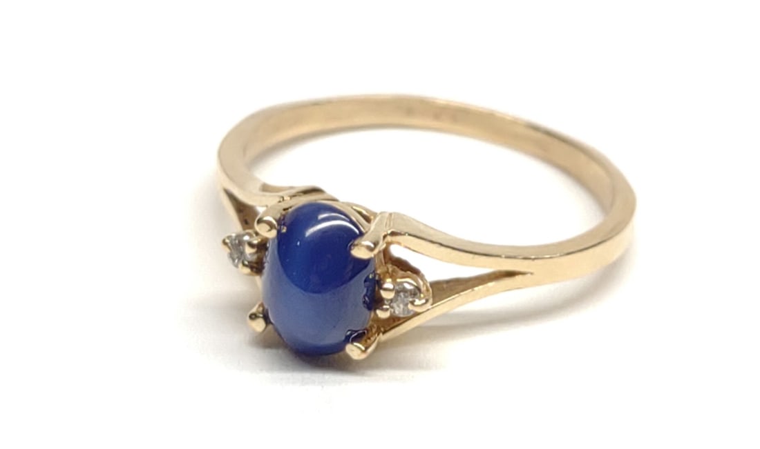 10K Gold Blue Star Sapphire Ring (sz 9.75) (1 of 8)