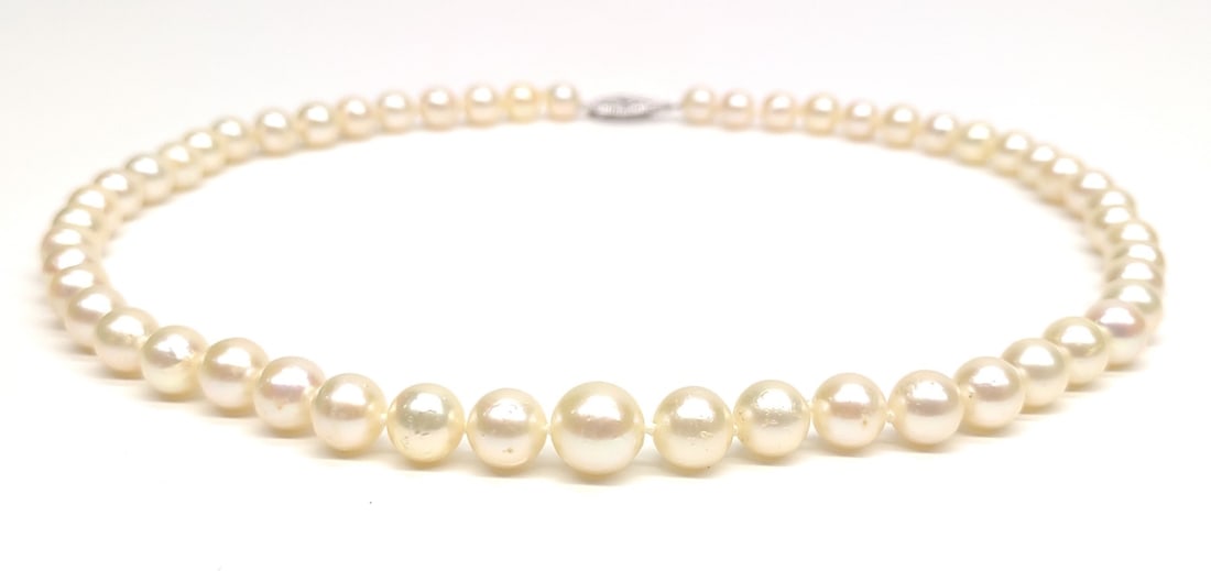 14K Gold Beaded Pearl Necklace (16" Long) (1 of 7)
