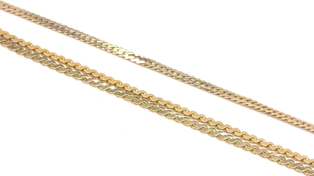 14K Yellow Gold Herringbone Necklace & Bracelet (1 of 9)