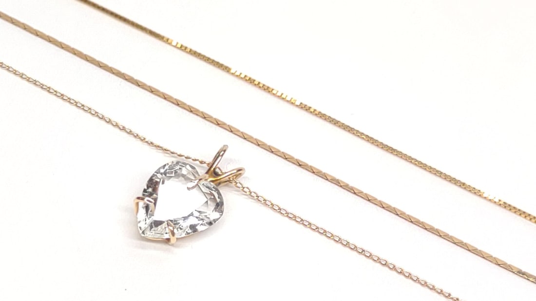 (3) 14K & 10K Gold Necklace Chains & Pendant (1 of 12)