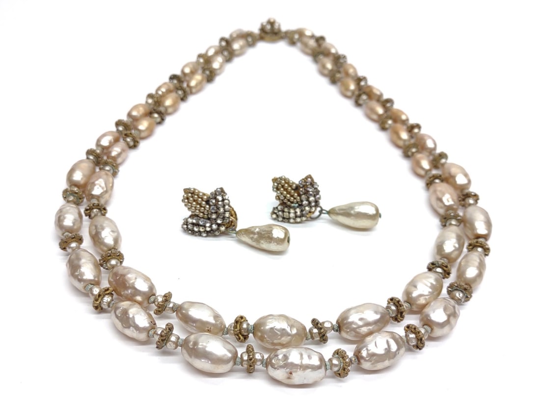 Miriam Haskell Signed Faux Pearl Jewelry Set (1 of 7)