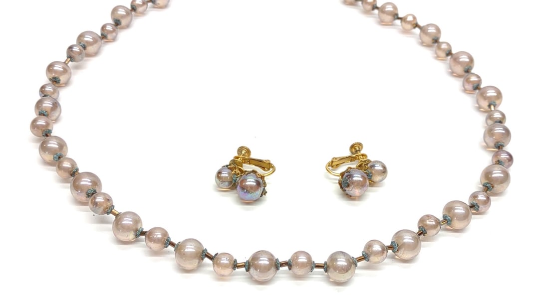 Miriam Haskell Signed Beaded Necklace & Earrings (1 of 7)