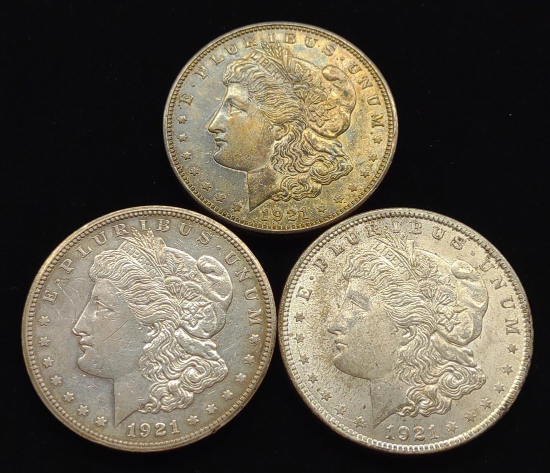 (3) 1921 Morgan Dollar US Coins (1 of 4)