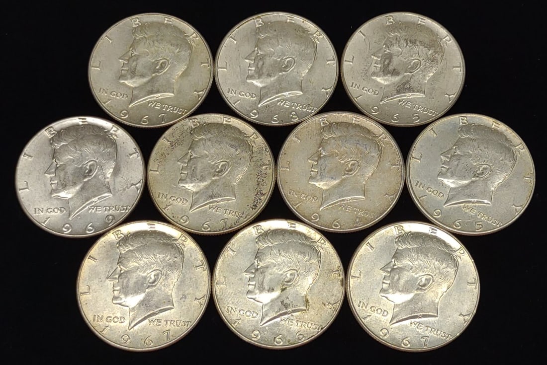 (10) 1964-69 Kennedy Half Dollar US Coins (1 of 6)