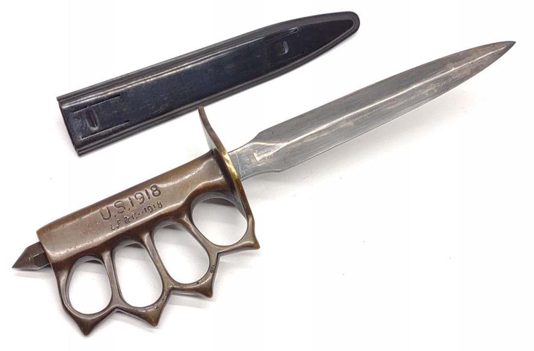 WWI US Army 1918 LF&C Trench Knife & Scabbard Replica (1 of 7)