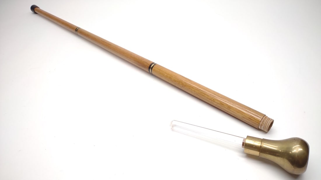 35" Brass Handle Gadget Cane w/ Hidden Glass Vile (1 of 7)