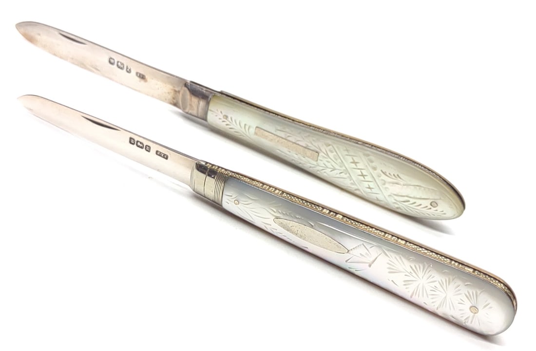 2 English Sterling Pearl Handle Folding Knives (1 of 8)