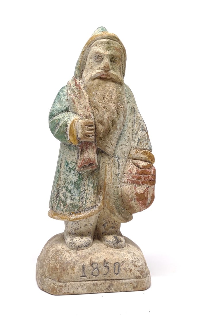 Hand Carved Wooden 1850 Father Christmas Sculpture (1 of 8)