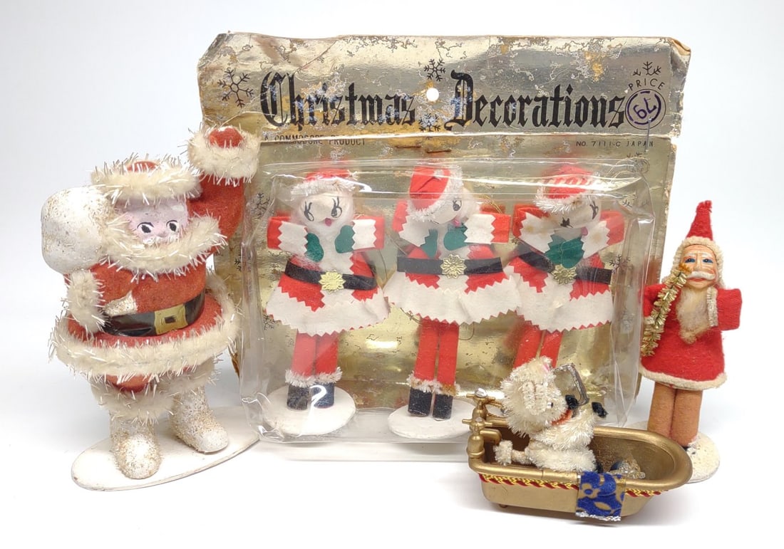 6 Vintage Japan Santa Christmas Decorations (1 of 6)