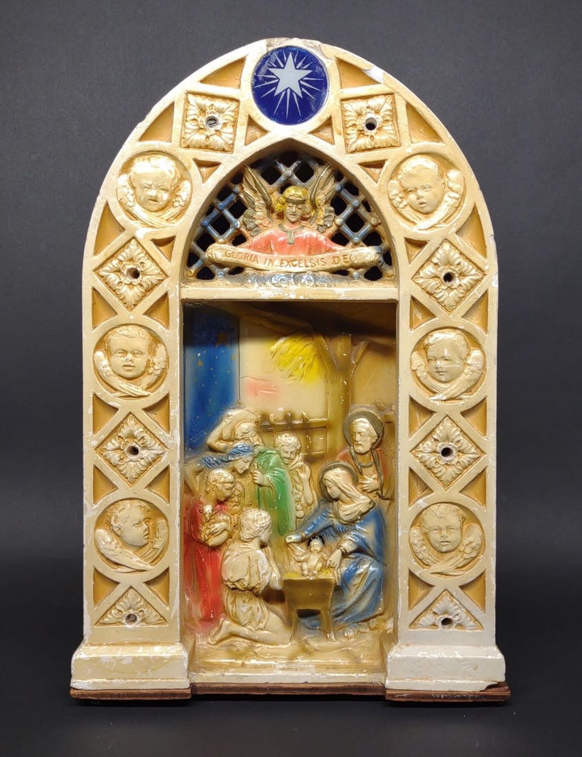 Vintage Chalk Ware Nativity Christmas Scene (1 of 9)