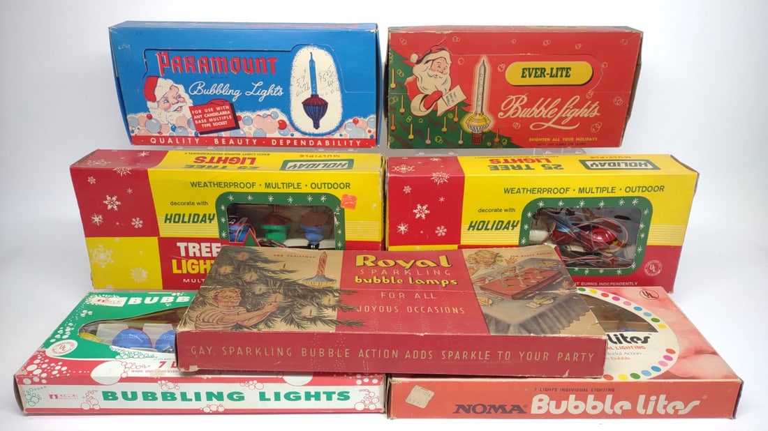 7 Vintage Boxed Bubble Light Christmas Decorations (1 of 9)
