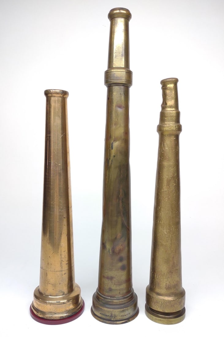 3 Vintage Brass Fire Nozzles (1 of 7)