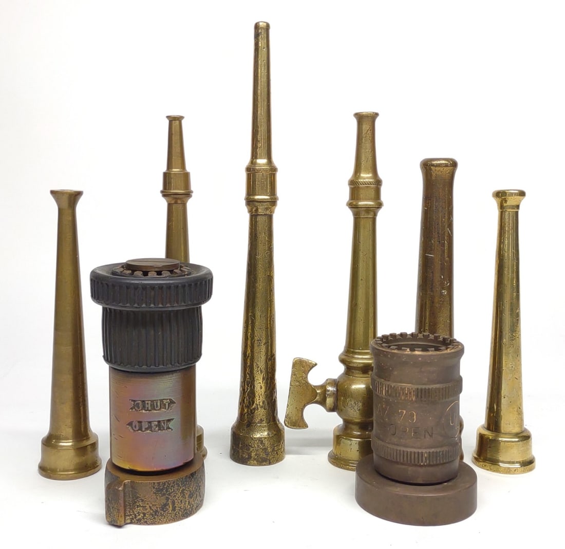 8 Vintage Brass Fire Nozzles (1 of 8)