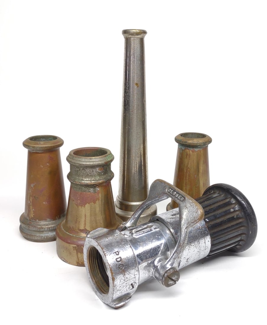 5 Vintage Brass Fire Nozzles (1 of 10)