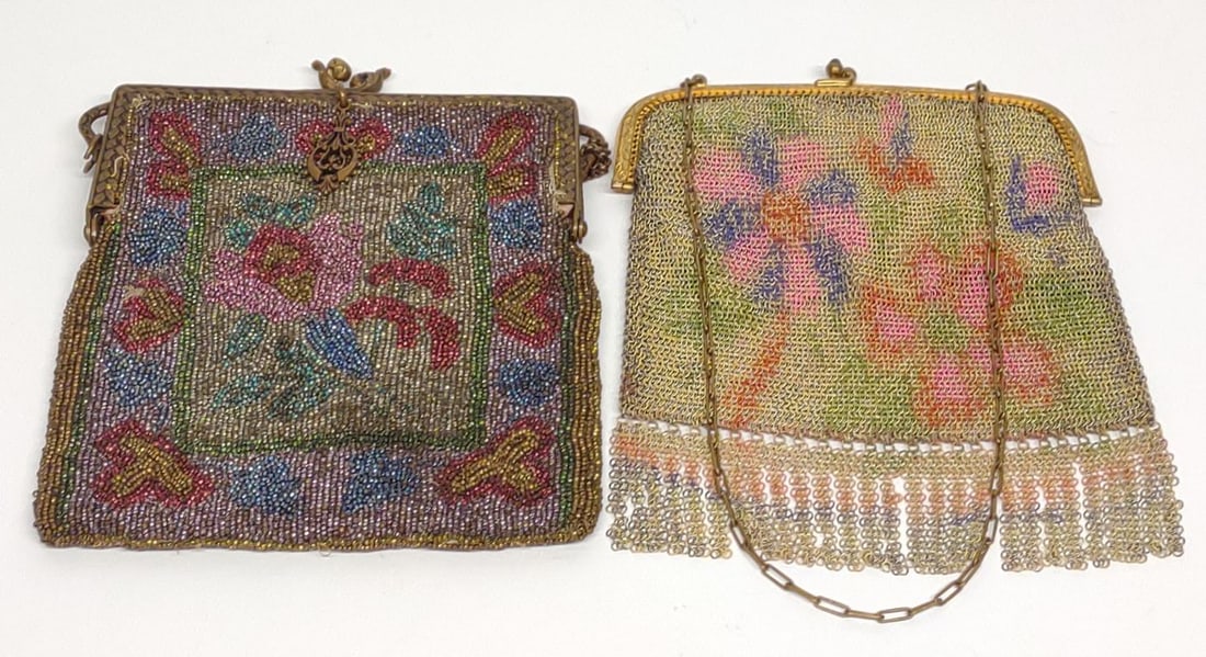 2 Vintage Art Deco Mesh & Steel Bead Purses (1 of 8)