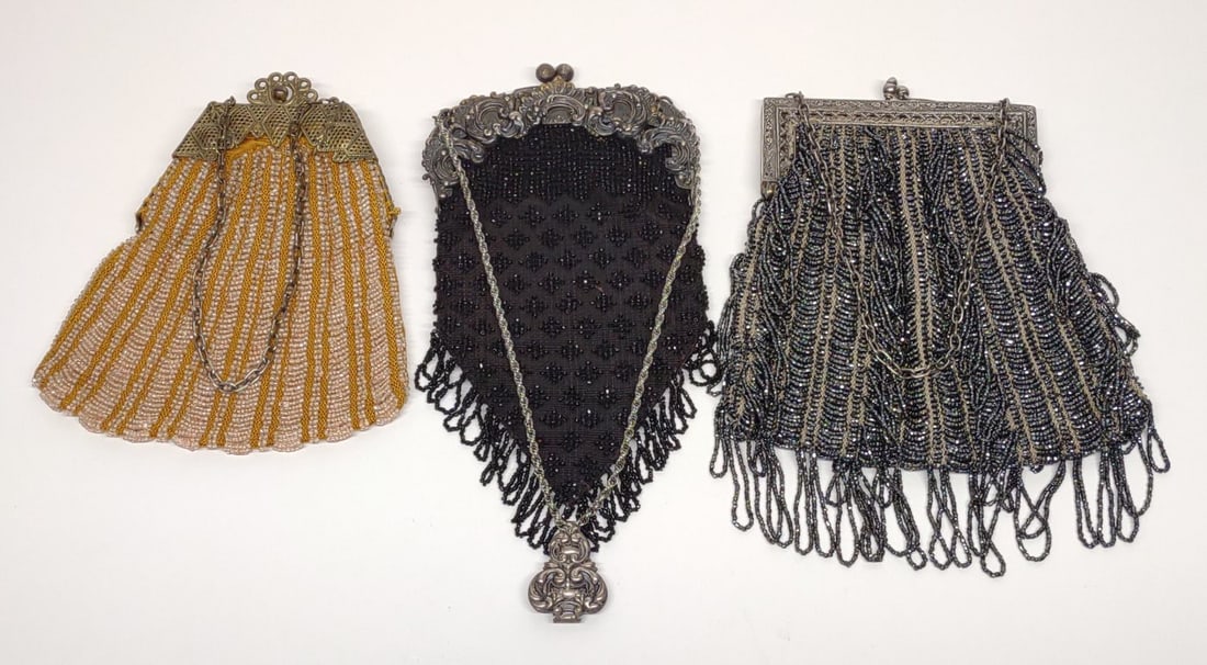 3 Antique Art Nouveau & Art Deco Beaded Purses (1 of 6)
