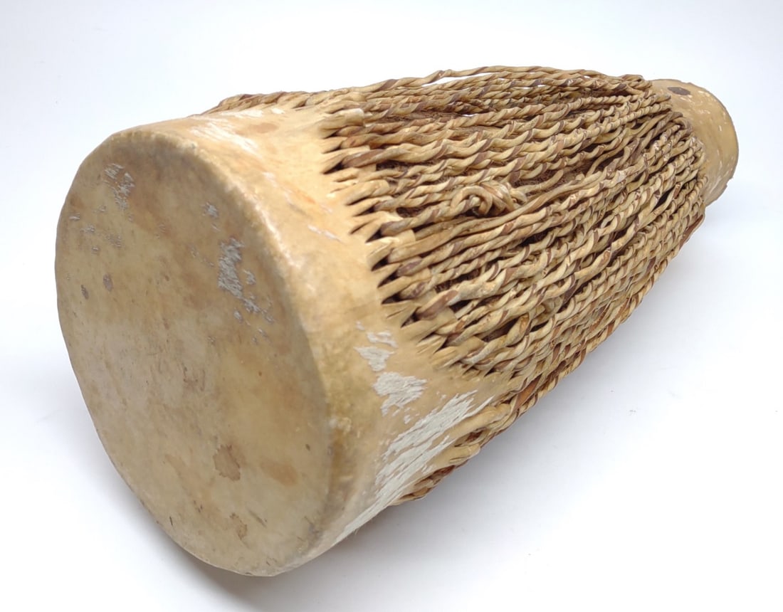 Primitive African Wooden Animal Hide Hand Drum (1 of 5)