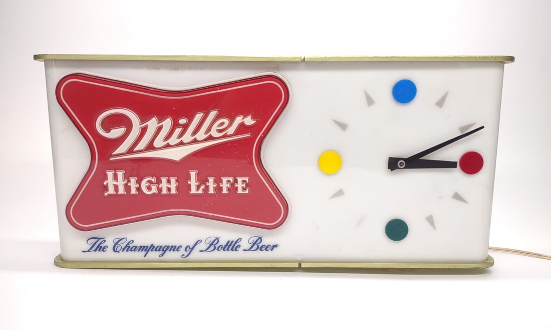 1957 Mid Century Miller Lighted Clock Sign (Works) (1 of 13)