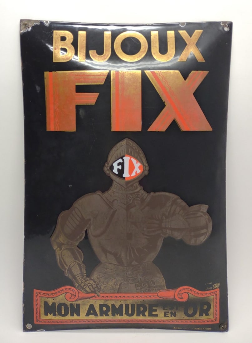 1930s French Bijoux Fix Porcelain Enamel Sign (1 of 7)