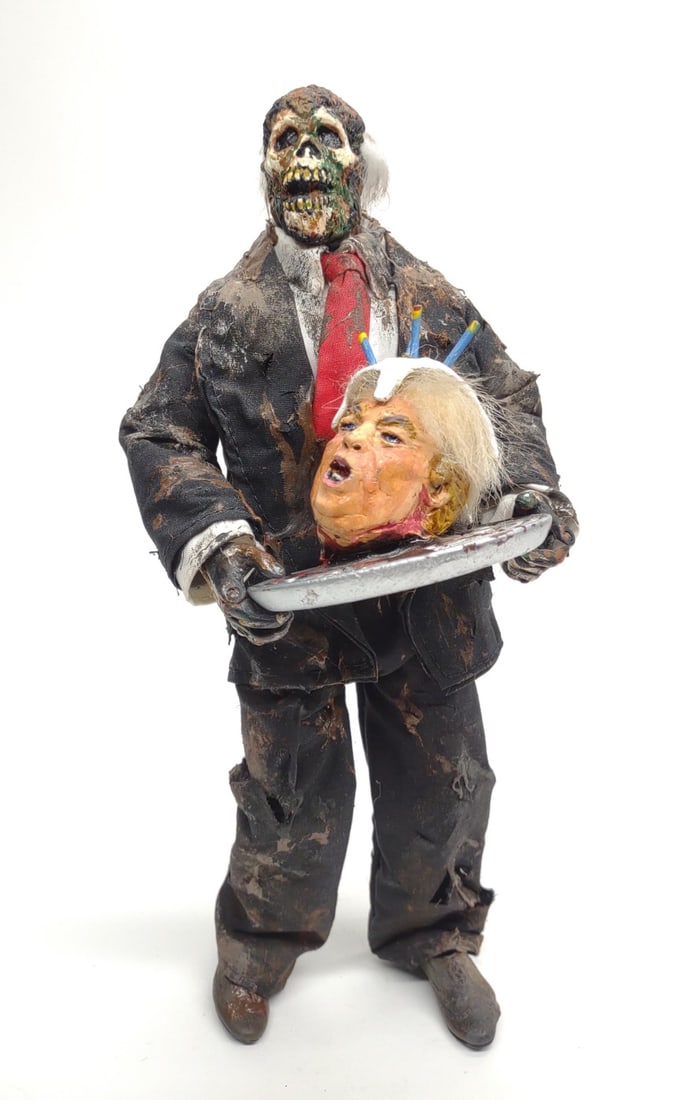 Creepshow Fathers Day Figure The Monster Sandbox: Custom made Creepshow "Fathers Day" Creep Skeleton Butler with Head On Platter action figure sculpture made by The Monster Sandbox. The Monster Sandbox specializes in original sculptures of monster-li
