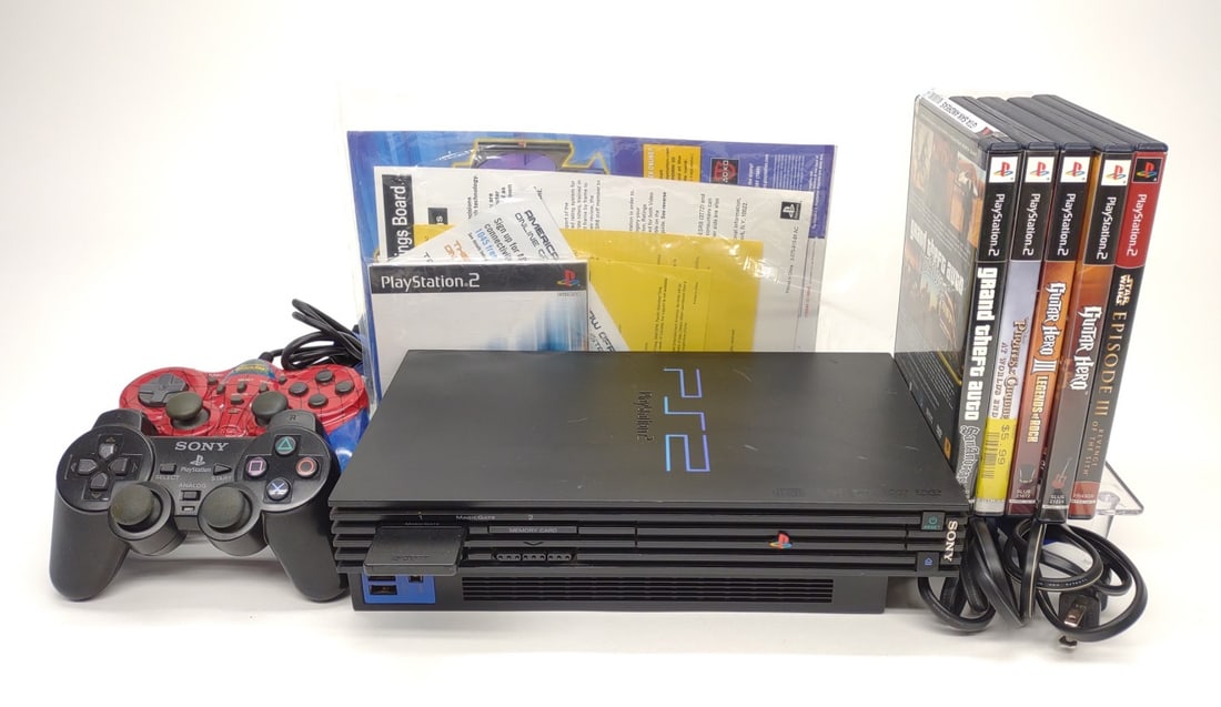 PS2 Video Game Console w/ 5 Games & 2 Controllers (1 of 11)