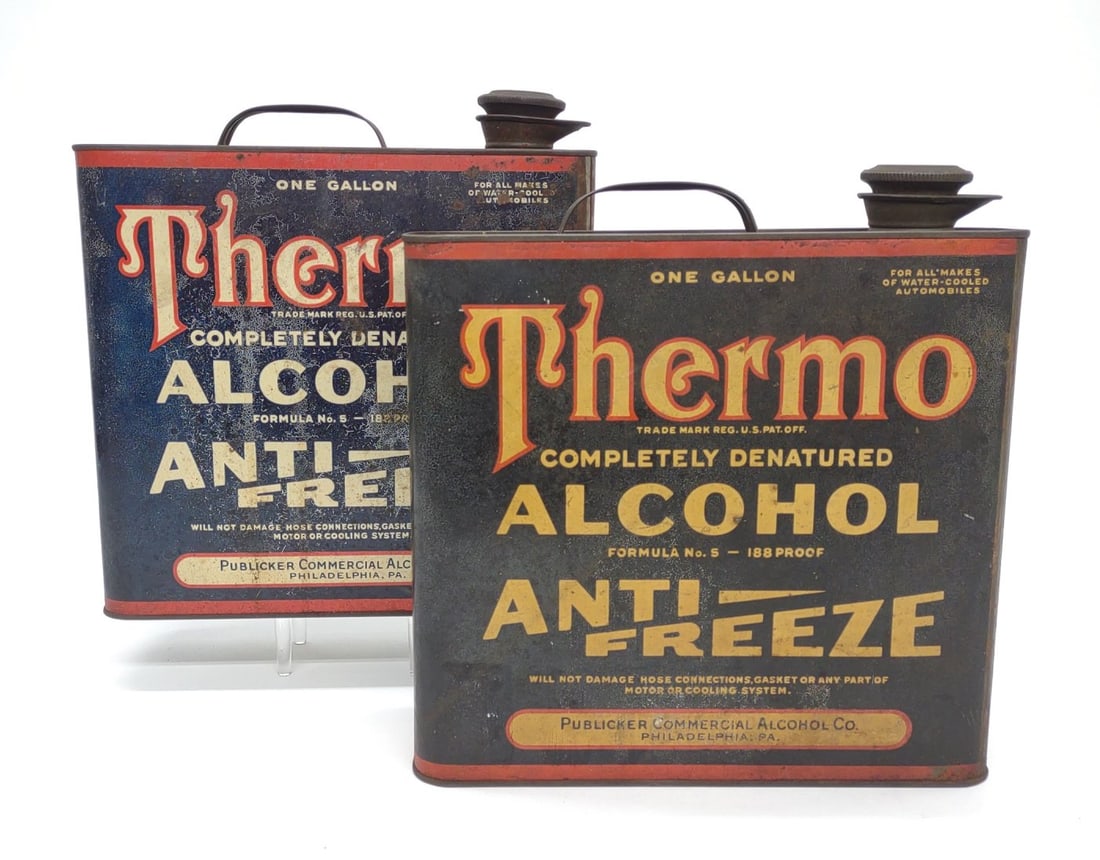 2 Thermo Anti-freeze 1 Gallon Advertising Cans (1 of 15)