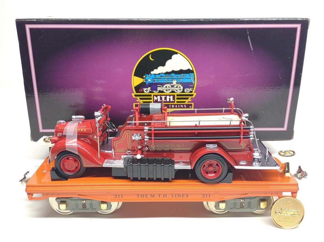 MTH 200 Series Std. Gauge Flat Car w/ Fire Truck (1 of 11)