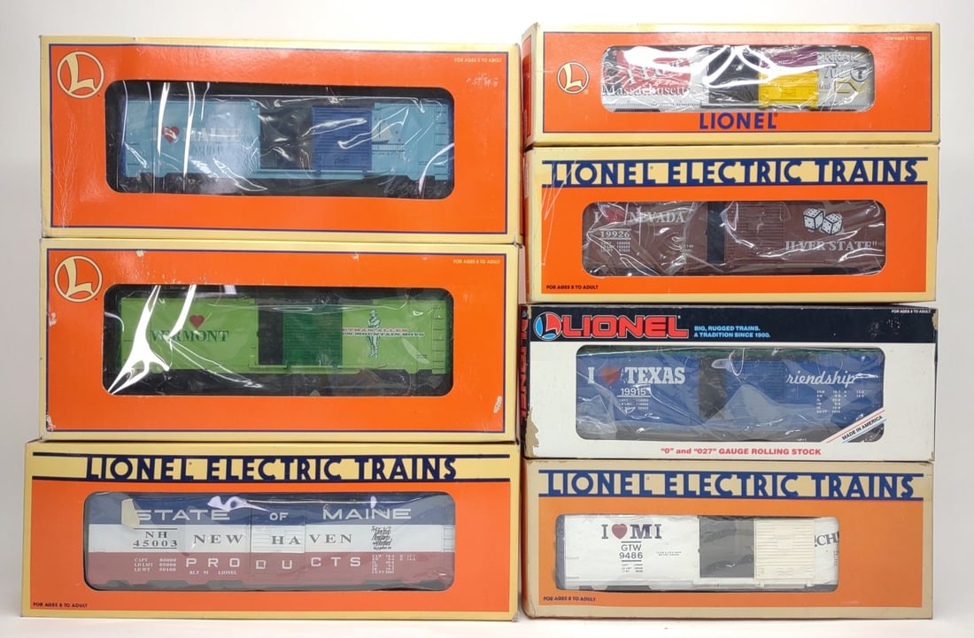 7 Lionel States Box Car Toy Trains w/ Boxes (1 of 5)