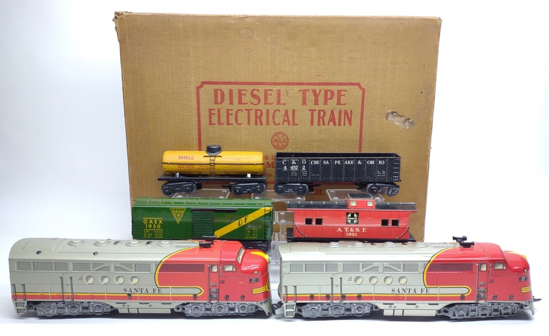 Marx Tin Diesel Type Electric Santa Fe Train Set (1 of 11)