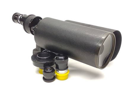 1957 Questar Field Model Telescope Lens: Hard to find vintage 1957 Questar Catadioptric Photo-Visual field model telescope. Lens specs: AP:89mm, FL:1077mm. Includes threaded camera adapter, 80x eye piece, 40-80x eye piece, and lens hood. Len