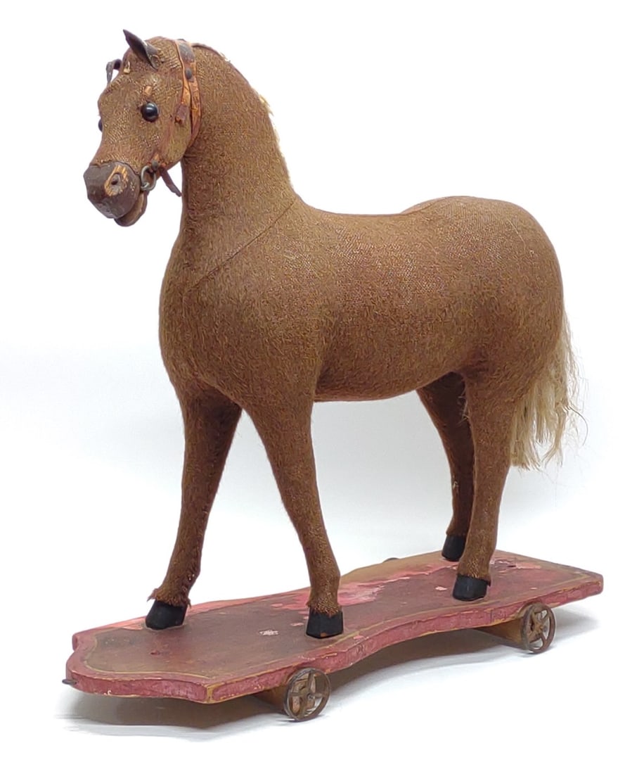 Antique Large German Felt Covered Horse Pull Toy (1 of 10)