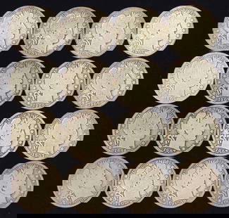 (16) Barber Half Dollar US Coins (1905-1908): (16) 90% silver Barber half dollar us coins, Including: (1) 1905 O, (2) 1905 S, (1) 1906, (1) 1906 S, (2) 1906 O, (2) 1906 D, (1) 1907, (1) 1907 D, (1) 1907 O, (1) 1908, (1) 1908 O, (1) 1908 S, and (1