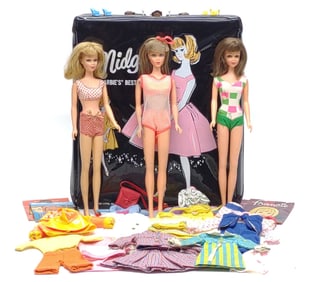 Late 1960s TNT Barbie & 2 Francie Dolls & Outfits