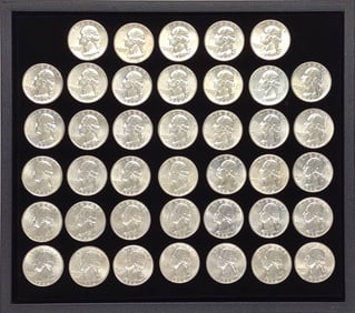 (40) 1964 90% Silver Washington Quarters