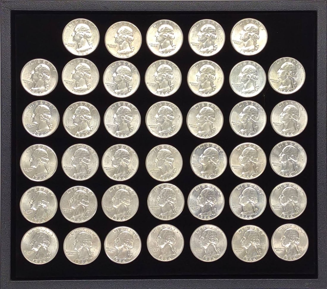 (40) 1964 90% Silver Washington Quarters (1 of 6)