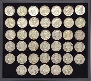 (40) 1937-63 90% Silver Washington Quarters