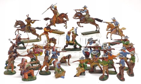 (41) Pre-War Elastolin Western Figures